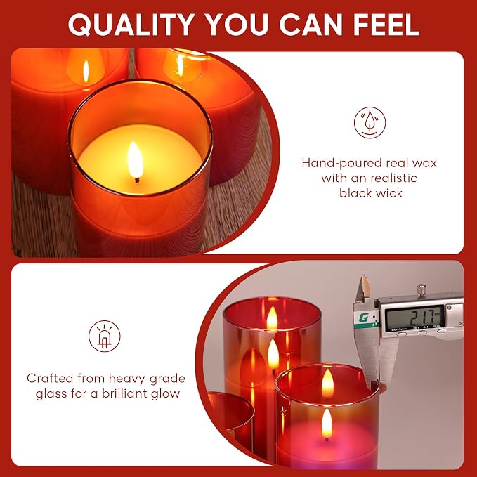 Red Glass Flameless Pillar Candles - Image 5