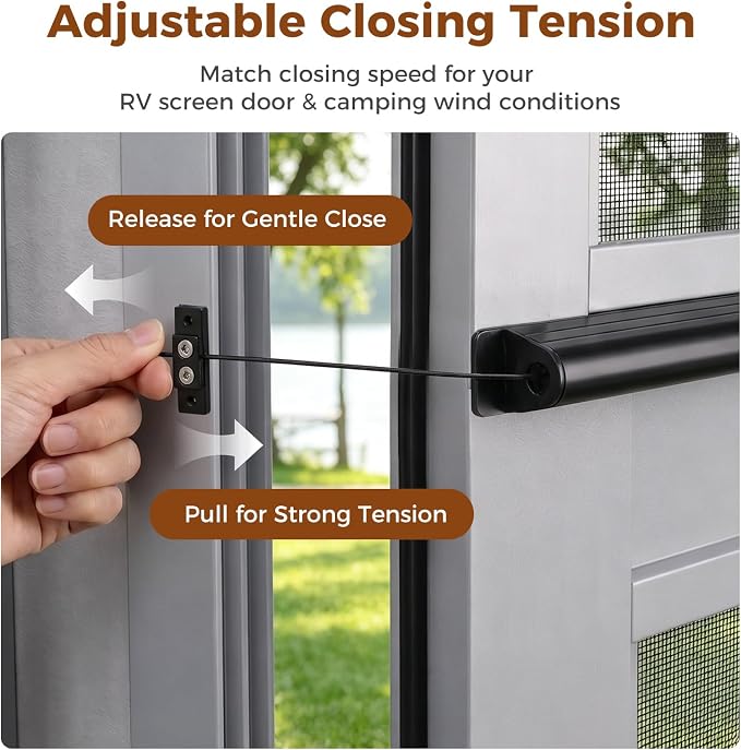 RV Screen Door Closer, Adjustable Tension, 17-Inch Aluminum | Automatic Closing - Image 3