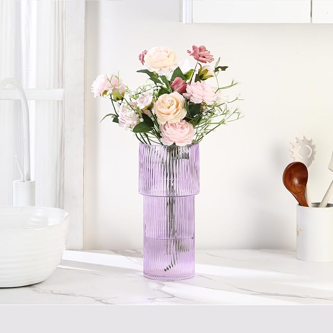 Purple Glass Vase, 12 Inches Tall Vase - Image 4