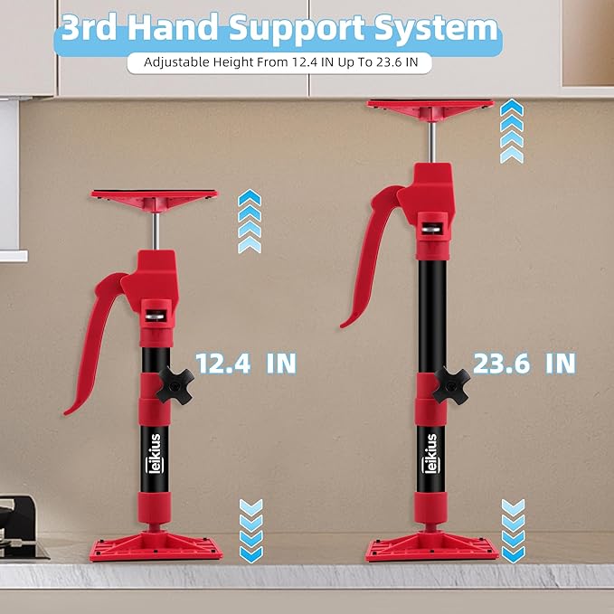 2PK Steel Cabinet Jacks for Installing Cabinets, Adjustable 3rd Hand Quick - Image 4