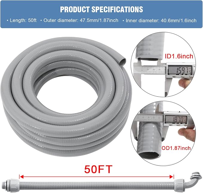 DWALE Liquid-Tight Conduit and Connector Kit, Flexible Non Metallic Liquid - Image 2