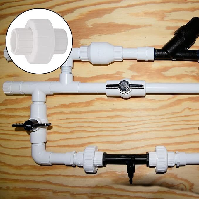 6Pcs 1/2" PVC Union Coupling Pipe Fitting 1/2Inch PVC Slip Union PVC Adapter - Image 6