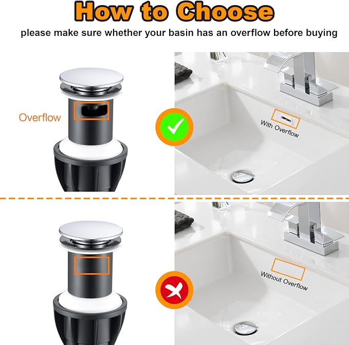 TIORIY Chrome Pop Up Bathroom Sink Drain, - Image 3