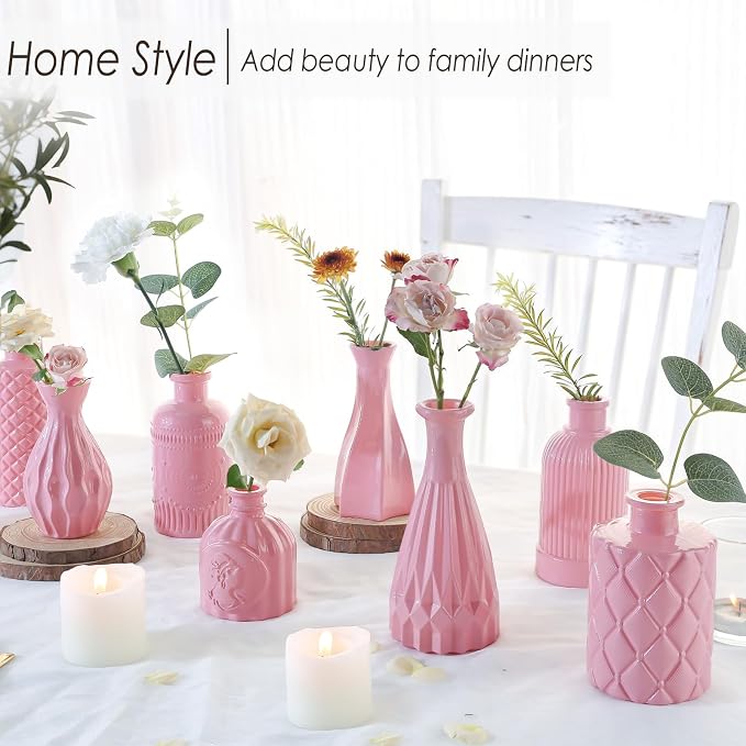 UPBUD Baby Pink Glass Bud Vases Set of 12, Mini Vase - Image 6