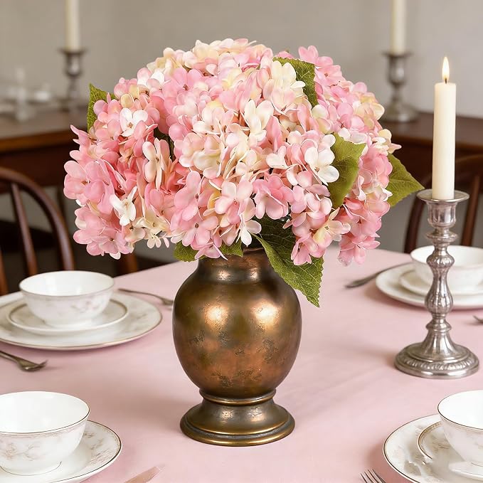 Kimura's Cabin 6pcs Fake Hydrangeas Flowers Artificial Silk Hydrangea, Wedding - Image 4