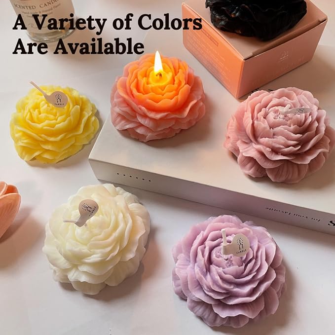 Light-Pink Peony Flower Shape Candles - Image 5