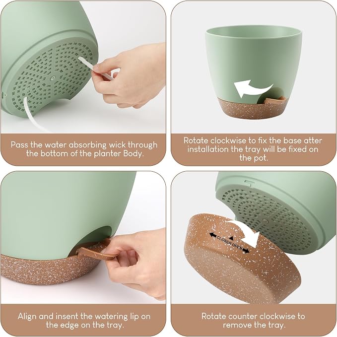 YNNICO Plant Pots 10/9/8/7.5/7 inch, Self Watering Planters - Image 3