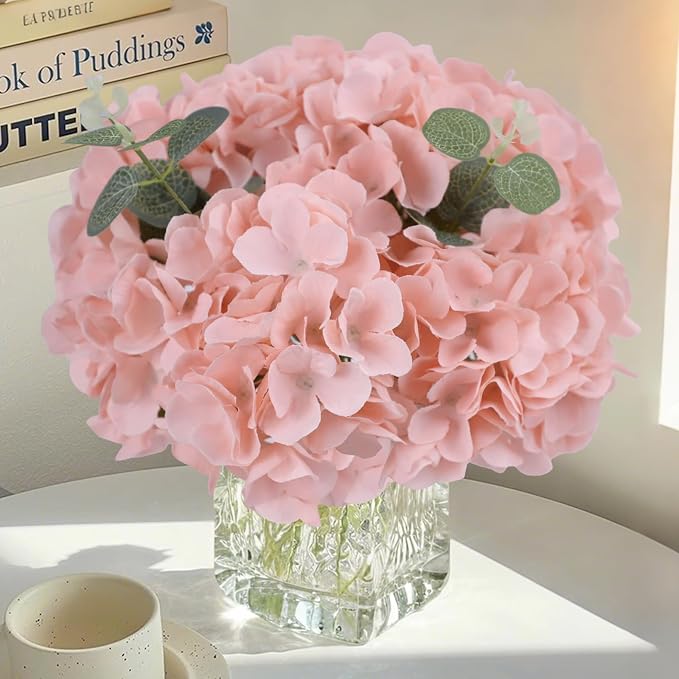 AVIVIHO 65pcs Fake Flowers Blush Hydrangea Artificial Flowers Bulk Silk Flowers - Image 6