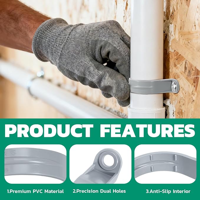 OURU 1-1/4 Inch PVC Pipe Straps, 2-Hole Plastic Conduit Clamp, Pipe Protection - Image 4
