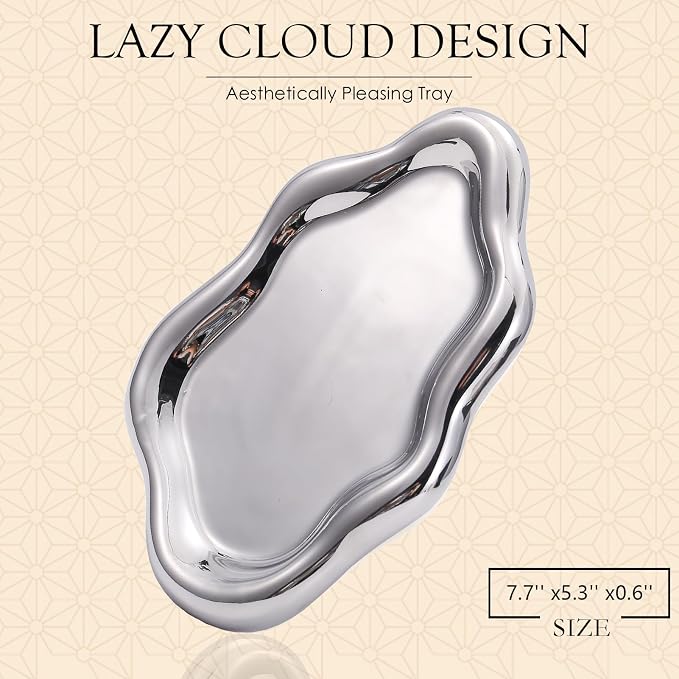 CCINPPY Ceramic Cloud Jewelry Tray Trinket Dish Key Bowl Nightstand Decor | - Image 2