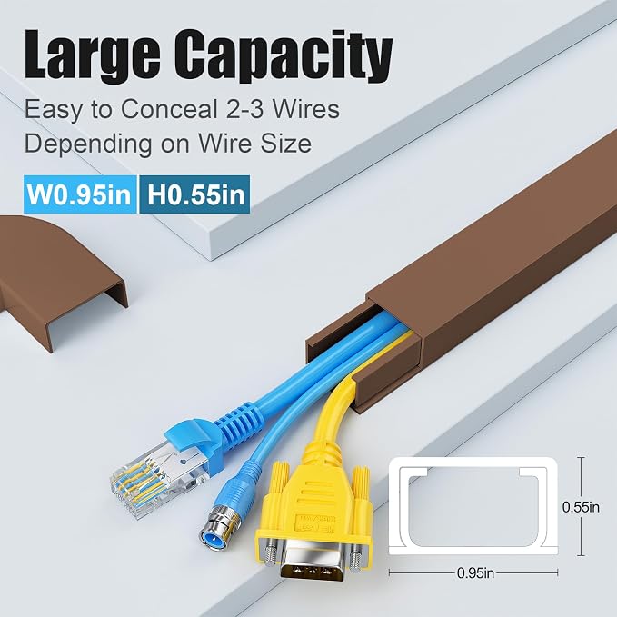 Yecaye Cord Covers for Wires on Wall, W0.95in H0.55in, Medium Cord Organizer - Image 2