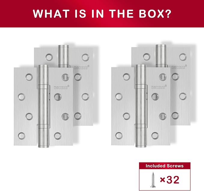 4 Pack RONESS Stainless Steel Hinge, Heavy Duty, Long-Lasting, Smooth and Quiet - Image 4