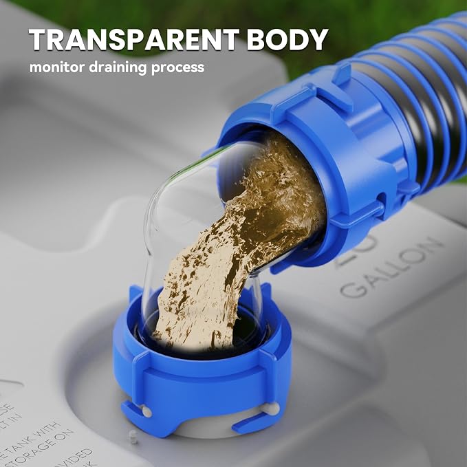DUMPMAN RV Tote Tank Adapter, 90 Degree Clear Elbow | Double bayonet fitting - Image 5