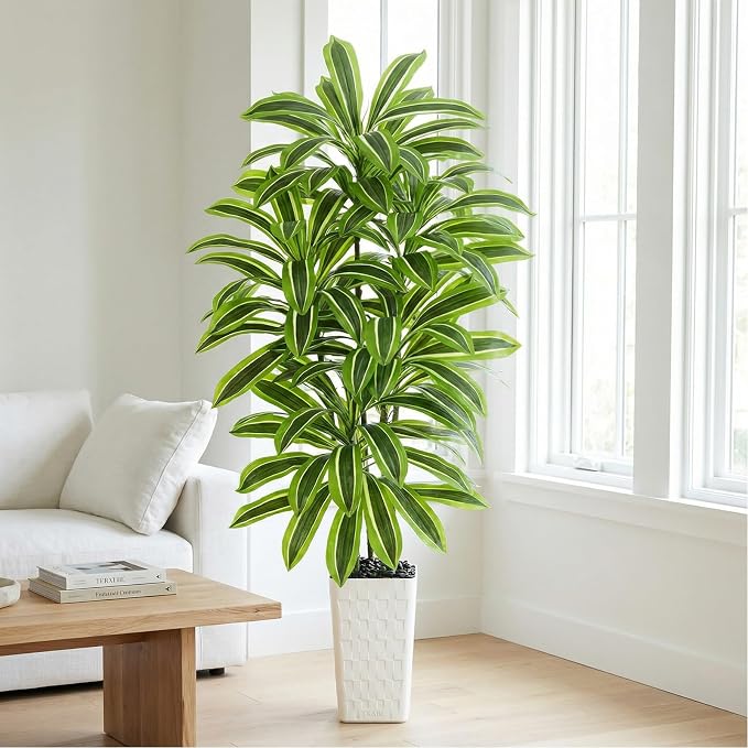 Artificial Yellow Dracaena Tree Indoor, 5FT Tall Fake Floor Plants - Image 6