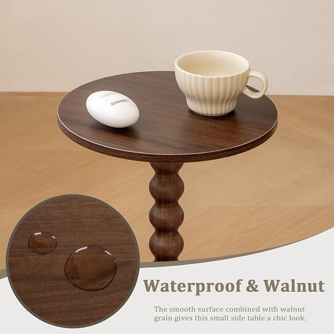 Fultyle Small Round Side Table, Walnut End Table - Image 6