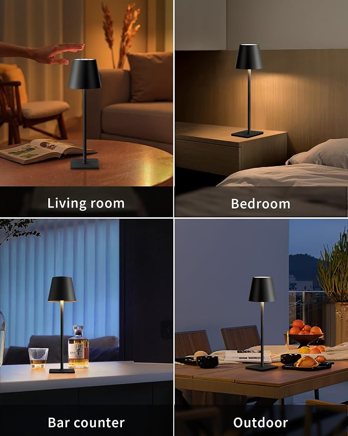 KDG 2 Pack Cordless Black Table Lamps, RGB Color Stepless Dimming Desk Lamp | - Image 6