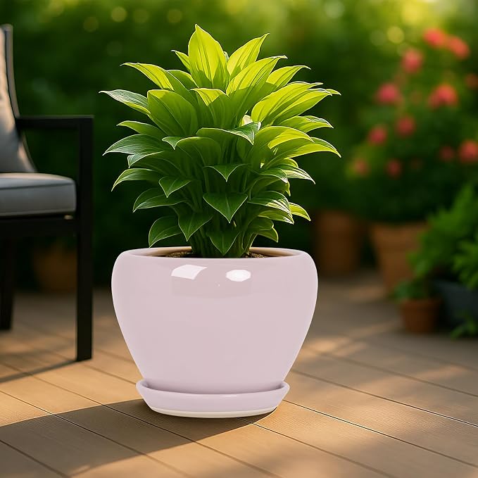 Deep Dream 10 Inch Plant Pot- Ceramic Planter Pot Round Plant Pots - Image 3