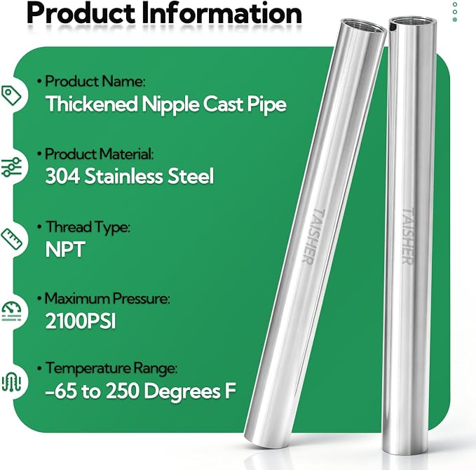 2pcs Thickened Nipple Cast Pipe 1/4" NPT Female - Image 3