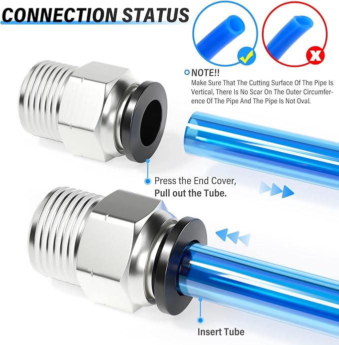 TAILONZ PNEUMATIC Male Straight 10mm Tube OD x 3/8 Inch NPT Thread Push to - Image 6