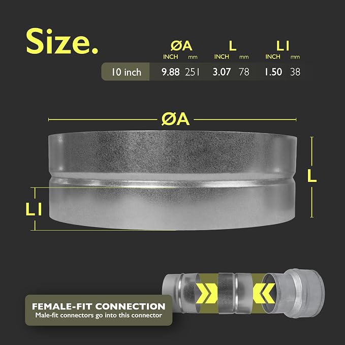 10 Inch Duct Fitting Connector for HVAC Ducting - Image 2