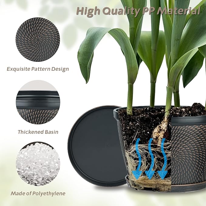 Quarut 15 Inch 4 Pack Large Pots, - Image 5