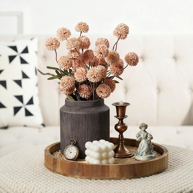 Rustic Ceramic Vase Set of 2, 5.9in Ceramic Flower Vase - Image 5