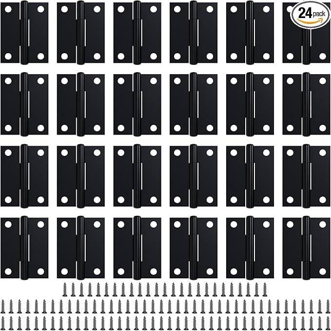 24 Pack 1.5” Black Door Hinge by LEIFENY