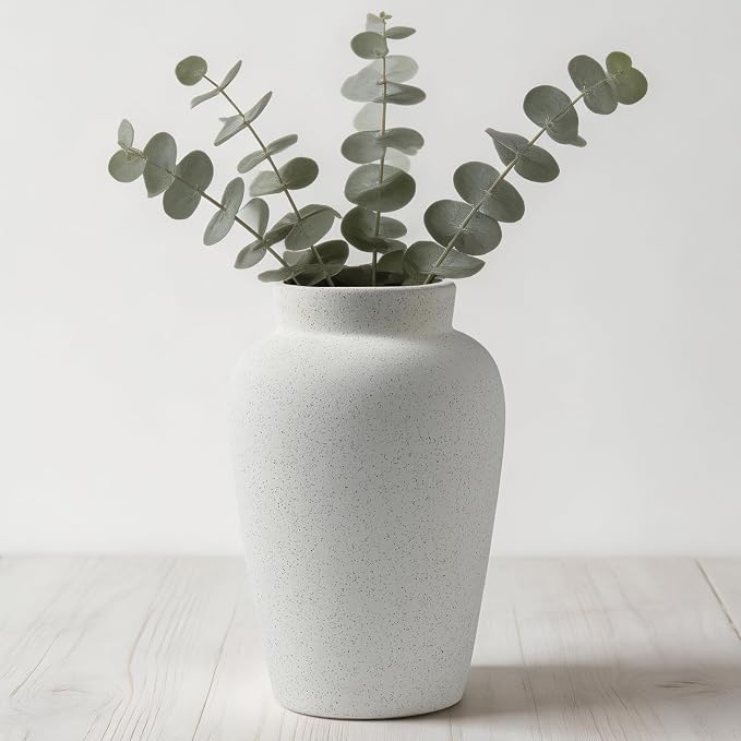 9.5 Inch Ceramic Flower Vase, Modern Farmhouse Rustic Home Decor, Dining Table by Unknown