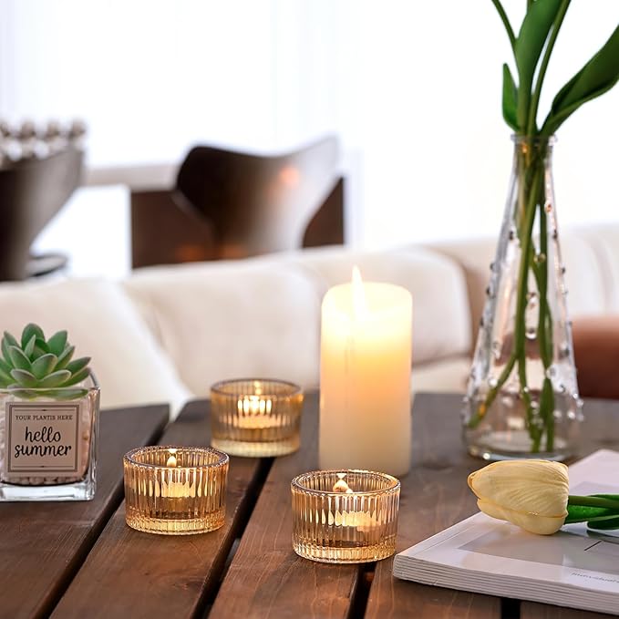 HAVITI 24 Pack Tealight Gold Candle Holders, Votive Tea Light Candle Holder | - Image 5