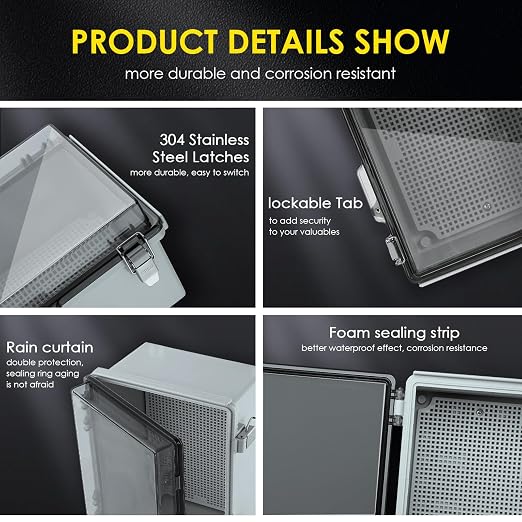 IP67 Outdoor Electrical Junction Box Waterproof 8.7''x6.7''x4.3 | Weatherproof - Image 4