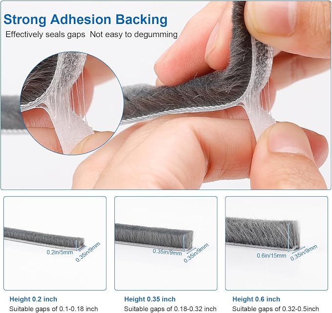 33 Ft Weather Stripping Windows Doors 0.35" Wide x 0.6" Thick | Weather - Image 2