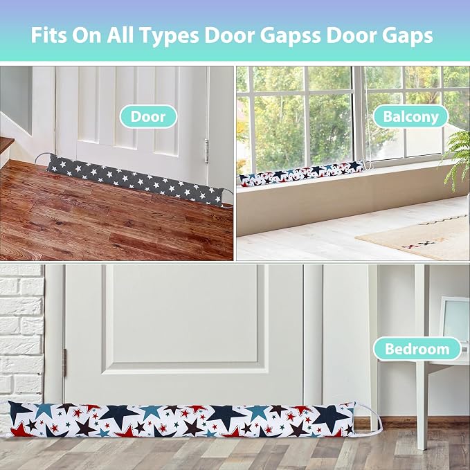 Weighted Door Draft Stopper, 2 Pack 48 Inch Under Door Blocker, Bottom of Door - Image 7