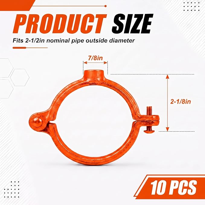 10 Pack 2-1/2 in. Hinged Split Ring Pipe Hanger, Tubing and Industrial Vintage - Image 2