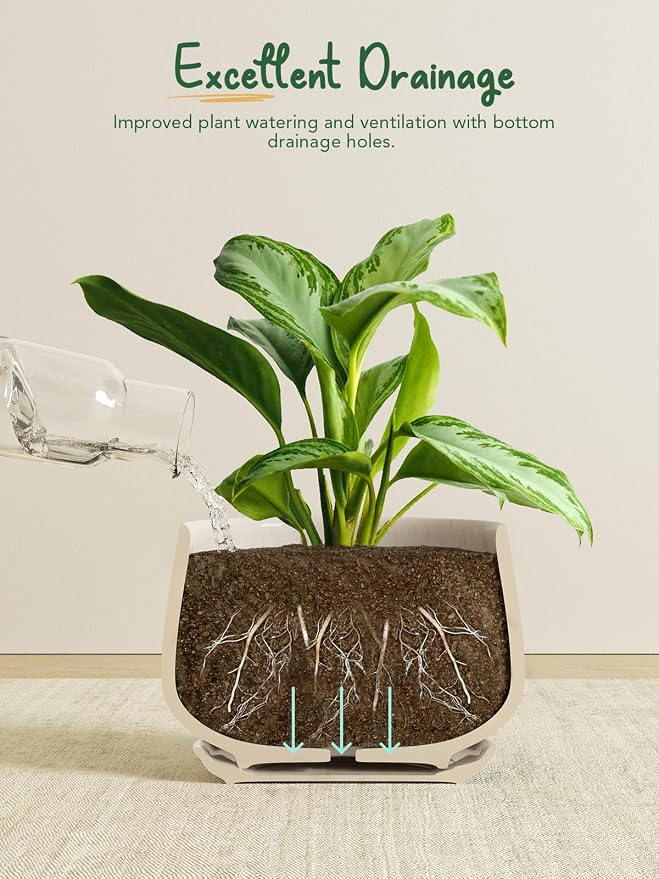 LE TAUCI Plant Pots, 4.1+5.1+6.5 inch, Ceramic Planters - Image 3