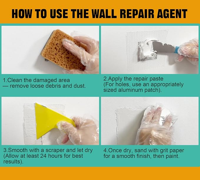 Drywall Repair Kit, 10.6oz White Spackle Paste, Sandpaper | Waterproof - Image 7