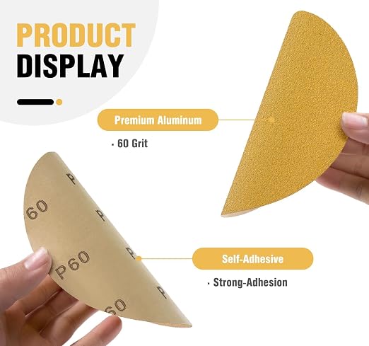 100 PCS 6 Inch PSA Sanding Discs 60 Grit Adhesive Backed Sandpaper Roll - Image 3