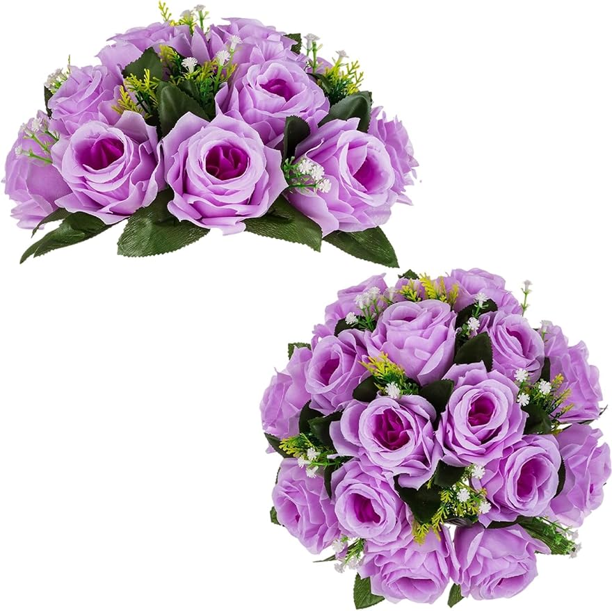 BLOSMON Flower Balls Table Centerpieces: 2 Pcs Fake Roses by Blosmon