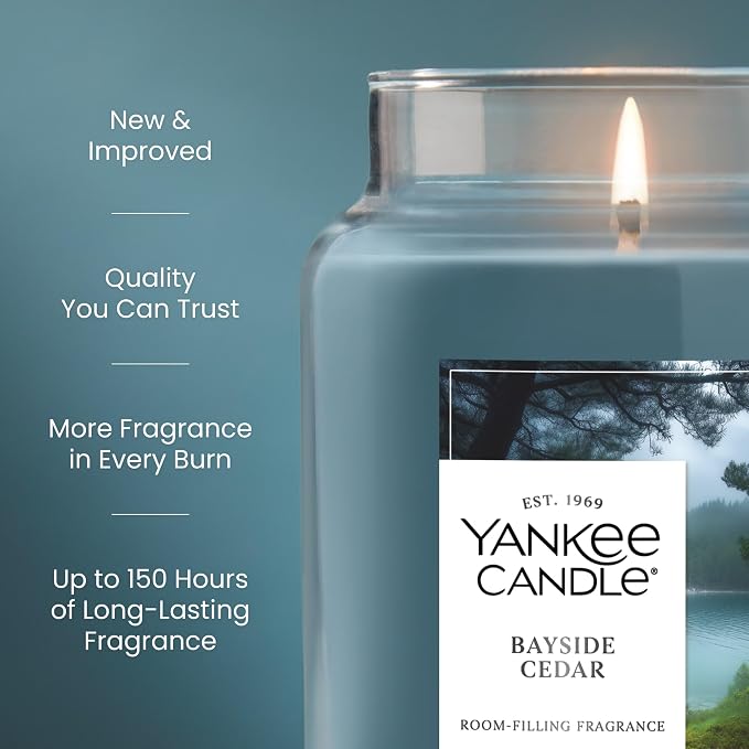 Yankee Candle Bayside Cedar Scented Candle, 22oz Large Jar - Image 3