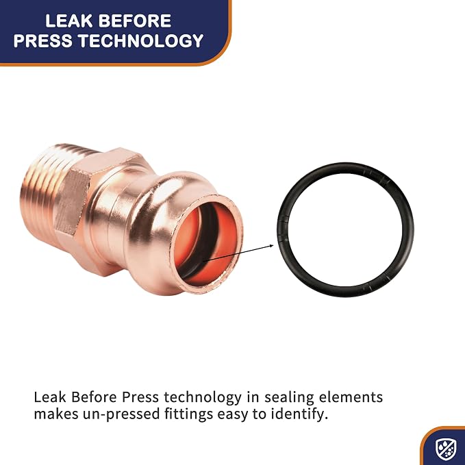 Copper Press Fittings 3/4 inch Press x 3/4 inch Male Adapter 10 Pack - Image 5