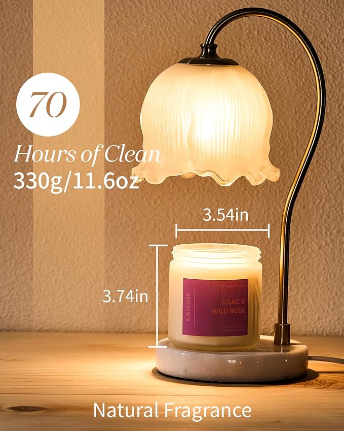 M&SENSE Lilac Wild Rose Scented Candle, 11.6oz 70-Hour Burn Natural Soy Wax | - Image 3