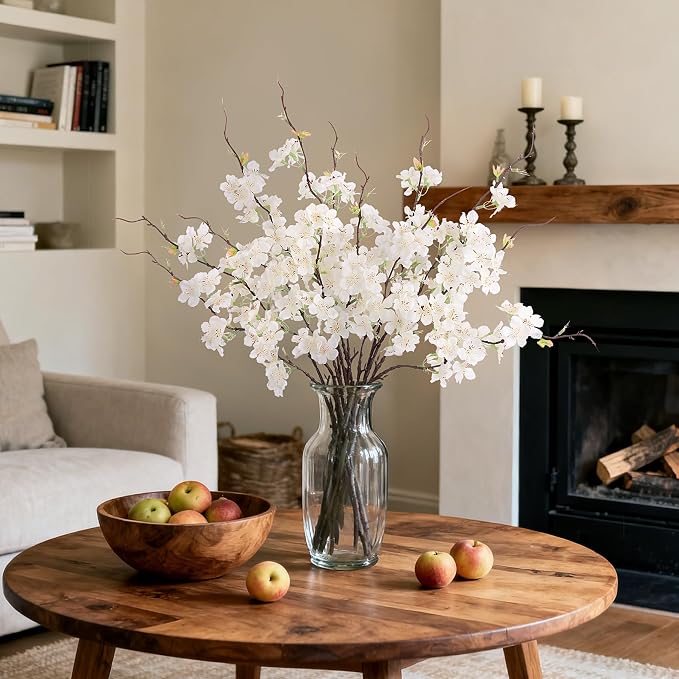 INXUGAO Artificial Cherry Blossom Branches Decor 12 PCS Fake Flowers Indoor | - Image 4