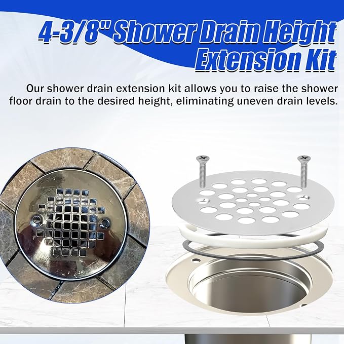 Shower Drain Height Extension Kit Fits 4-3/8" Drain Strainers | Can be Used in - Image 5