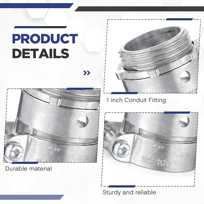 Yaocom 20 Pack 1 Inch Squeeze Connectors Fittings FMC Flexible Metal Conduit - Image 3