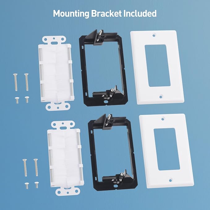 Cable Matters 2-Pack 1-Gang Cable Pass Through Brush Wall Plate, In-Wall Cable - Image 6