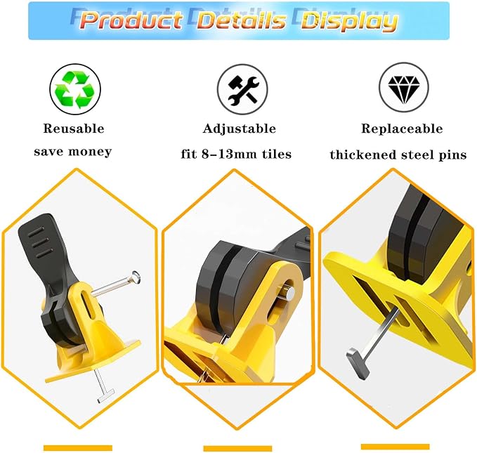 50pcs Tile Leveling System Reusable+200pcs Cross Tile Spacers 1/8"+50pcs - Image 3