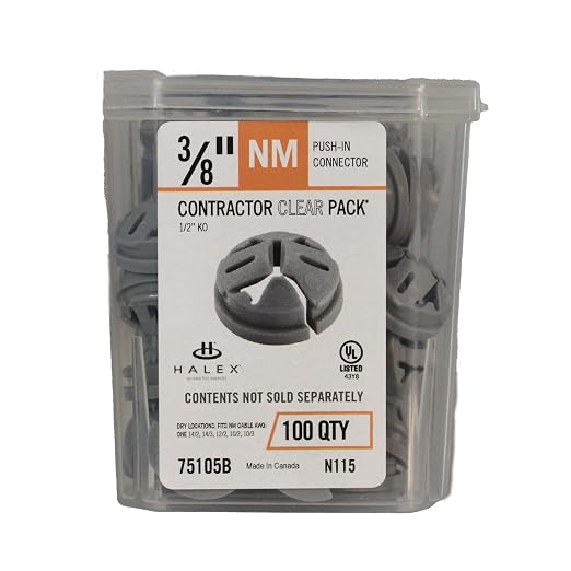 Halex 3/8 in. Non-Metallic Push-in Connector, 1/2 in Knockout, 100-Box | - Image 8