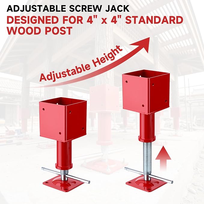 4" x 4" Adjustable Screw Jack Post Floor Support Jack 25000LB Capacity | Heavy - Image 3