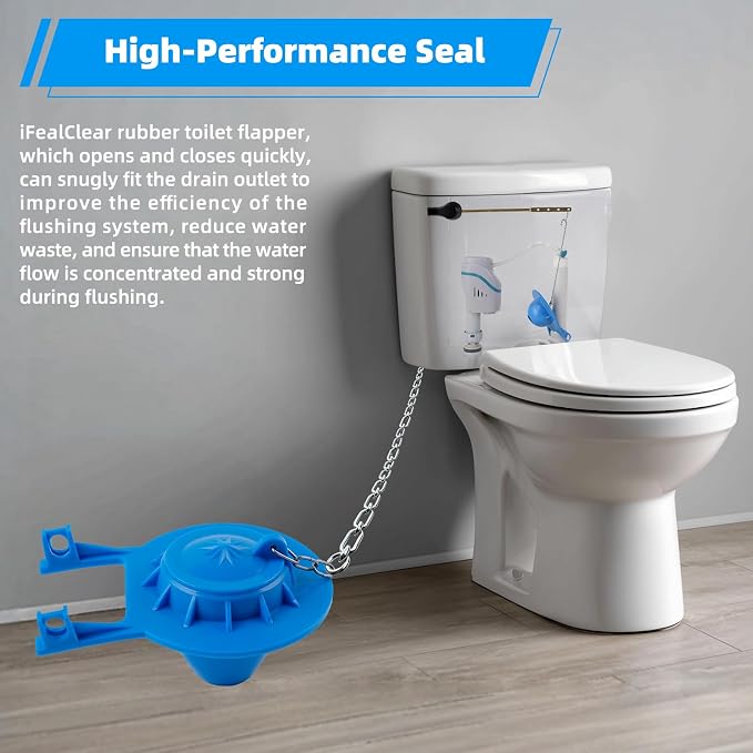 2 Pack Universal 2-Inch Toilet Flapper, Adjustable Metal Chain, Heavy Duty | - Image 6