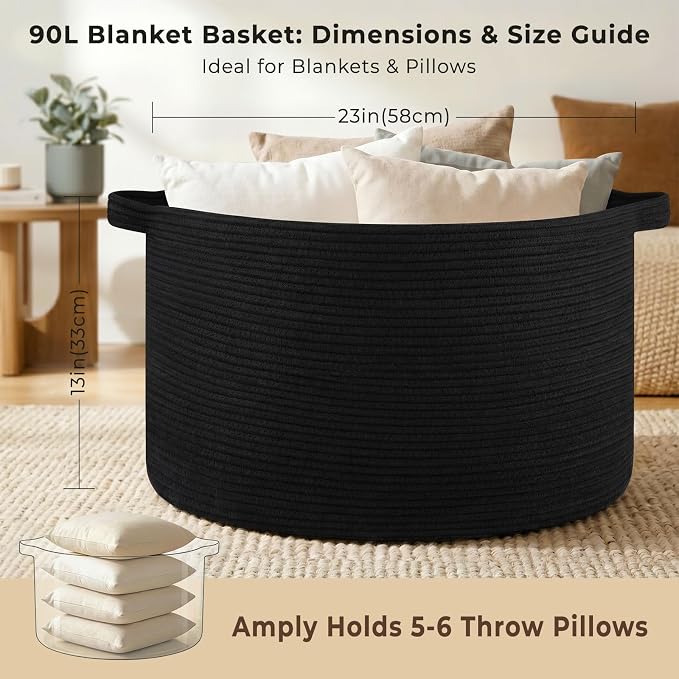 OIAHOMY 90L Extra Large Blanket Basket - Image 2