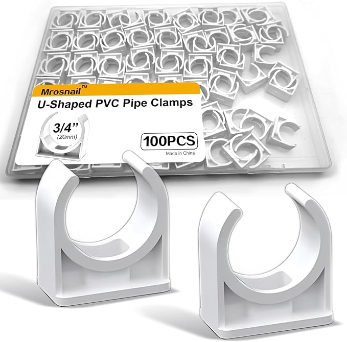 100PCS 20mm PVC Pipe Clamps, U-Shaped Pipe Clips by Mrosnail